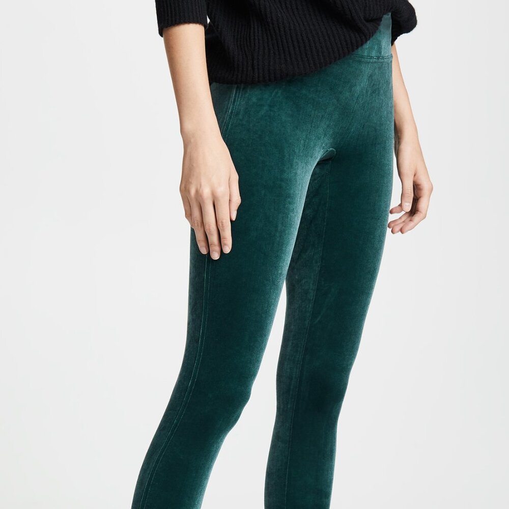 Spanx Green Velvet Leggings XS